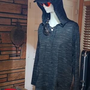 Reebok Light Pullover Long Sleeve Hoodie In Spreckled Heather Grey Size 2XL